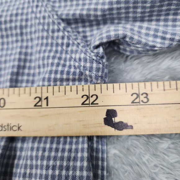Polo Sport Ralph Lauren Shirt Mens Medium Gray Blue Gingham Cotton Short Sleeve - Picture 9 of 12